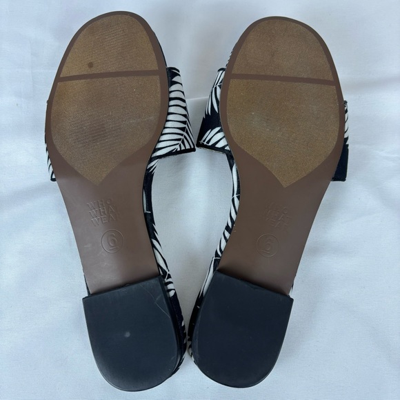 Who What Where See Ya Sloane Sandals Black White Gold Palm Slip-on Slide Size 6 - Picture 7 of 9